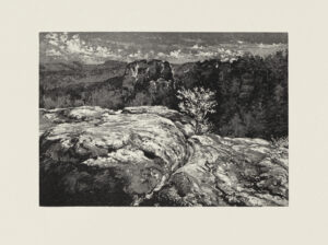 Elbsandsteingebirge (Study I)
Aquatint and soft ground etching
39 x 27 cm (13,6 x 19 cm)
2026